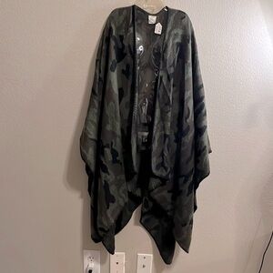 Camouflage Poncho Style Cardigan by Panache